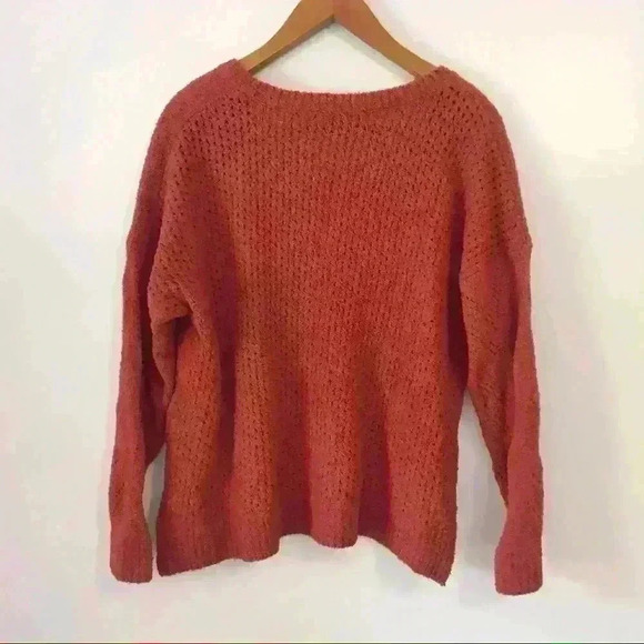 Anthropologie Cupcakes and Cashmere Burnt Orange V-Neck Sweater - Picture 7 of 9